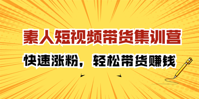 素人短视频带货集训营：快速涨粉，轻松带货赚钱-金云网创--一切美好高质量资源，尽在金云网创！