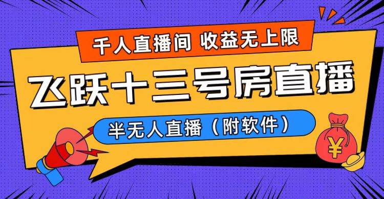 （8711期）爆火飞跃十三号房半无人直播，一场直播上千人，日入过万！（附软件）-金云网创--一切美好高质量资源，尽在金云网创！