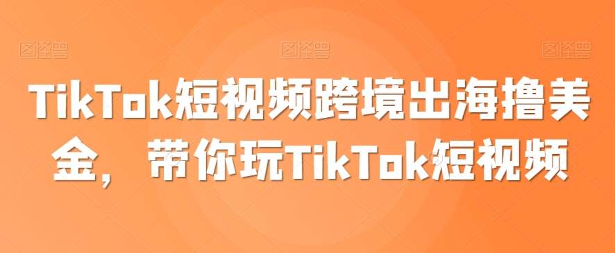 TikTok短视频跨境出海撸美金，带你玩TikTok短视频-金云网创--一切美好高质量资源，尽在金云网创！