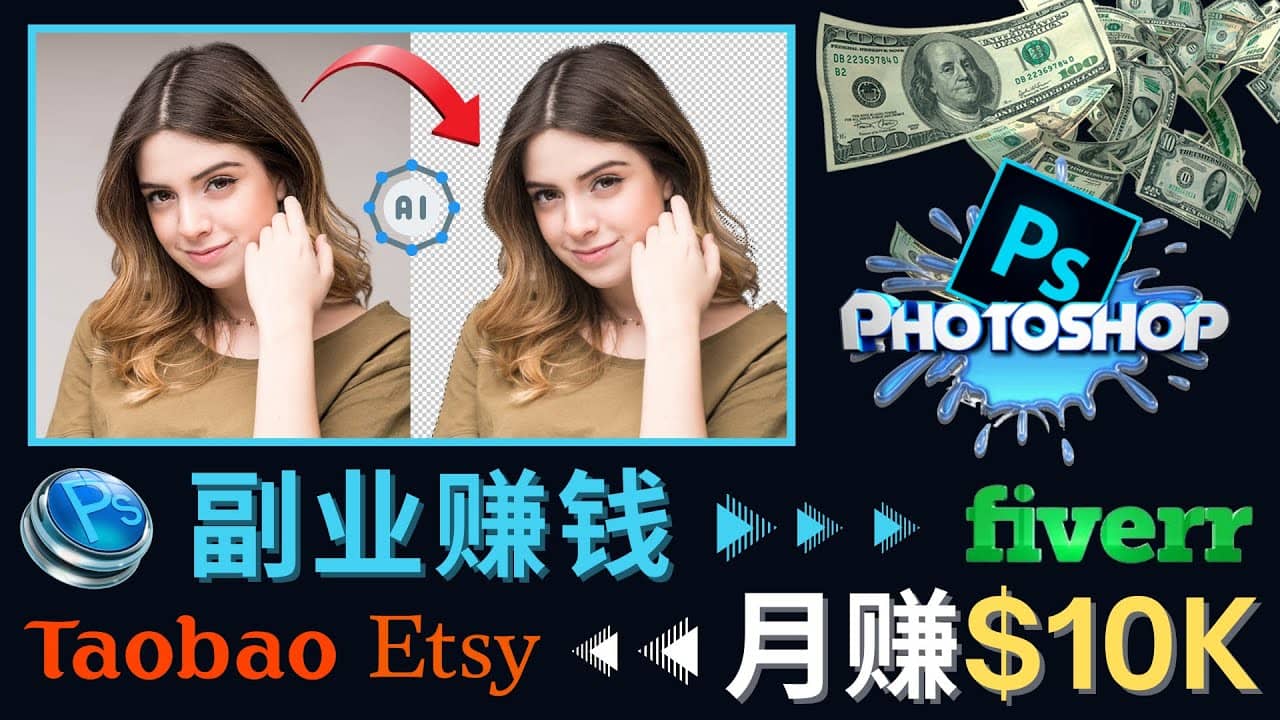 掌握PS修图技能，月赚5000美元以上 – 利用Adobe Photoshop赚钱的3种途径-金云网创--一切美好高质量资源，尽在金云网创！