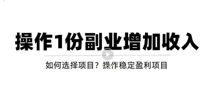 新手如何通过操作副业增加收入，从项目选择到玩法分享！【视频教程】-金云网创--一切美好高质量资源，尽在金云网创！