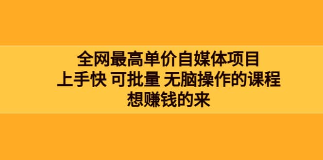 全网最单高价自媒体项目：上手快 可批量 无脑操作的课程，想赚钱的来-金云网创--一切美好高质量资源，尽在金云网创！