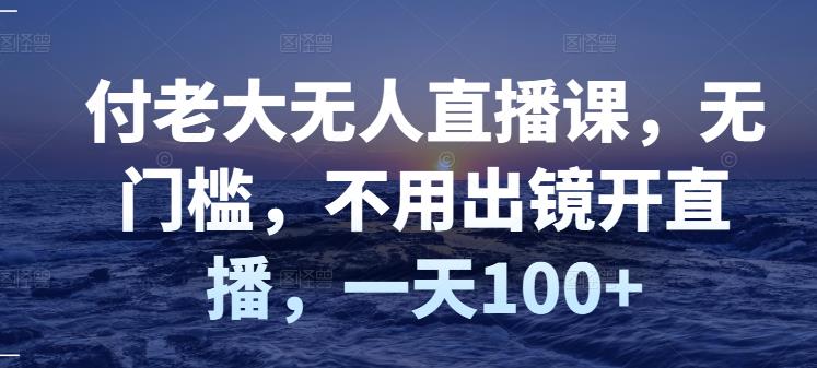 付老大无人直播课，无门槛，不用出镜开直播，一天100+-金云网创--一切美好高质量资源，尽在金云网创！