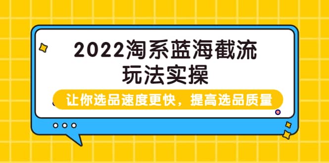 2022淘系蓝海截流玩法实操：让你选品速度更快，提高选品质量（价值599）-金云网创--一切美好高质量资源，尽在金云网创！