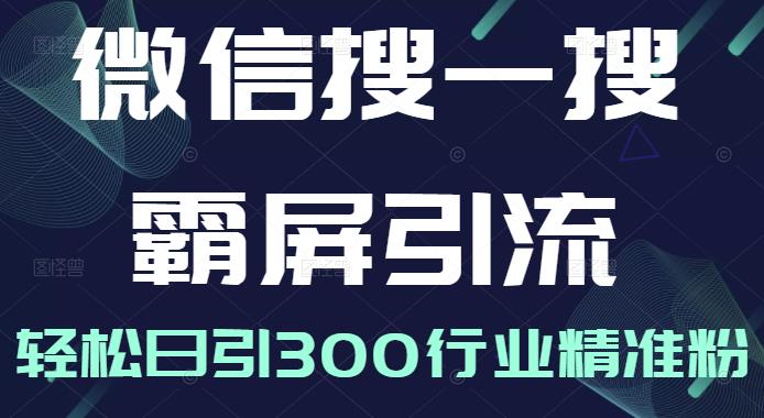 微信搜一搜霸屏引流课，打造被动精准引流系统，轻松日引300行业精准粉【无水印】-金云网创--一切美好高质量资源，尽在金云网创！