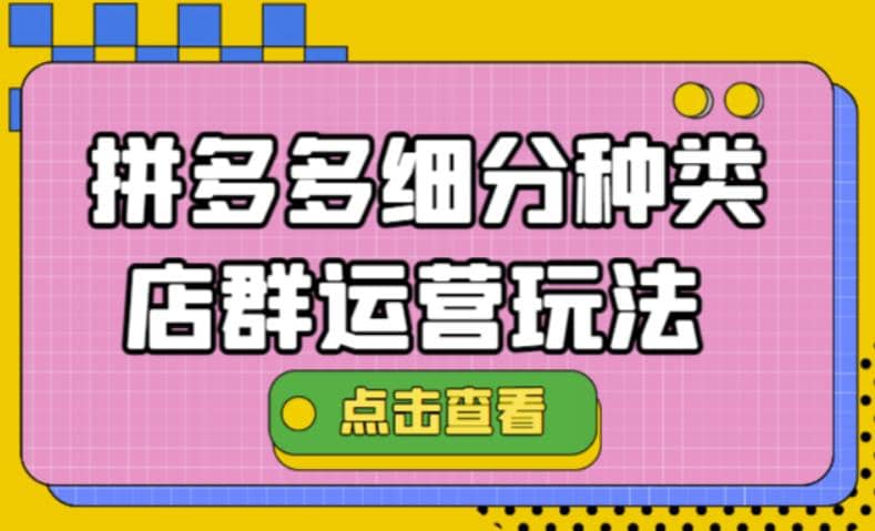 拼多多细分种类店群运营玩法3.0，11月最新玩法，小白也可以操作-金云网创--一切美好高质量资源，尽在金云网创！