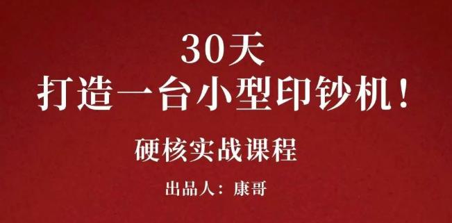 康哥30天打造一台小型印钞机：躺赚30万的项目完整复盘（视频教程）-金云网创--一切美好高质量资源，尽在金云网创！