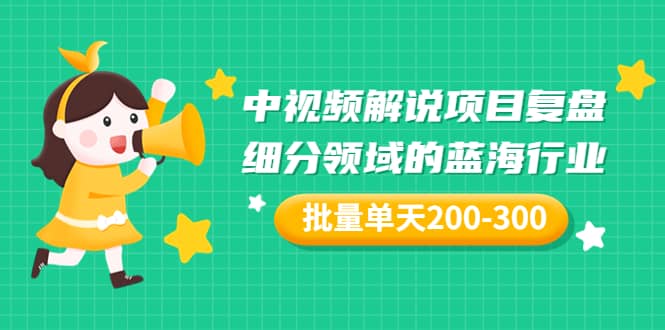 某付费文章：中视频解说项目复盘：细分领域的蓝海行业 批量单天200-300收益-金云网创--一切美好高质量资源，尽在金云网创！