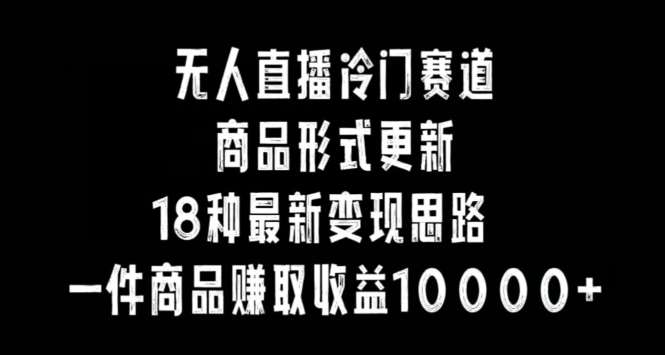 无人直播冷门赛道，商品形式更新，18种变现思路，一件商品赚取收益10000+【揭秘】-金云网创--一切美好高质量资源，尽在金云网创！