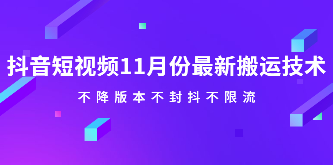 抖音短视频11月份最新搬运技术，不降版本不封抖不限流！【视频课程】-金云网创--一切美好高质量资源，尽在金云网创！