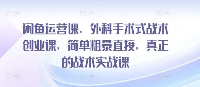 闲鱼运营课，外科手术式战术创业课，简单粗暴直接，真正的战术实战课-金云网创--一切美好高质量资源，尽在金云网创！