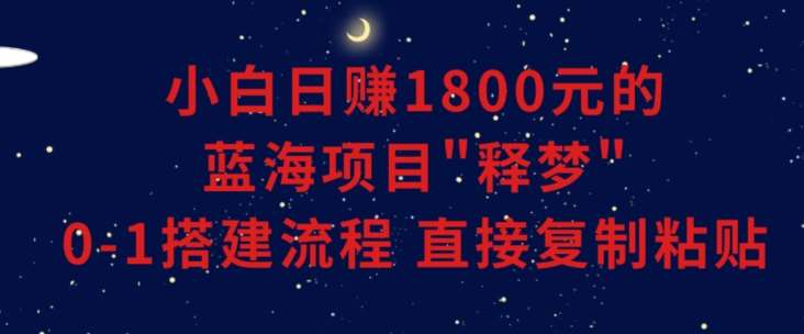 小白能日赚1800元的蓝海项目”释梦”0-1搭建流程可直接复制粘贴长期做【揭秘】-金云网创--一切美好高质量资源，尽在金云网创！