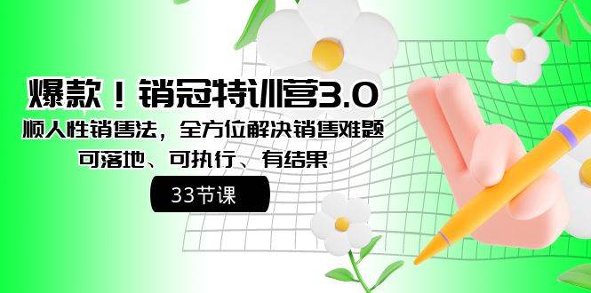 （8573期）爆款！销冠特训营3.0之顺人性销售法，全方位解决销售难题、可落地、可执…-金云网创--一切美好高质量资源，尽在金云网创！