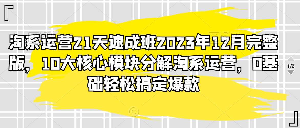 淘系运营21天速成班2023年12月完整版，10大核心模块分解淘系运营，0基础轻松搞定爆款-金云网创--一切美好高质量资源，尽在金云网创！