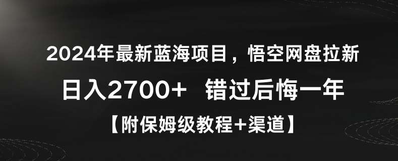 2024年最新蓝海项目，悟空网盘拉新，日入2700+错过后悔一年【附保姆级教程+渠道】【揭秘】-金云网创--一切美好高质量资源，尽在金云网创！