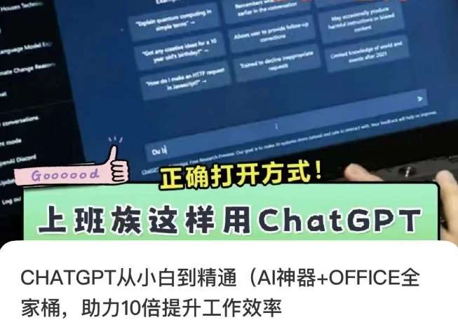 CHATGPT从小白到精通，AI神器+OFFICE全家桶，助力10倍提升工作效率-金云网创--一切美好高质量资源，尽在金云网创！