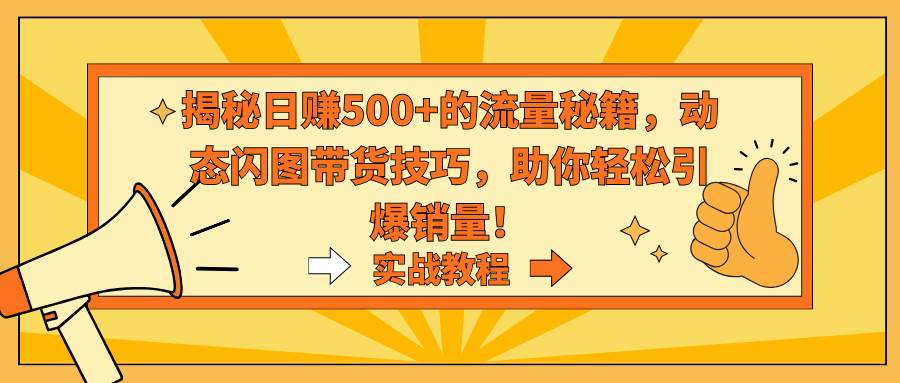 （9058期）揭秘日赚500+的流量秘籍，动态闪图带货技巧，助你轻松引爆销量！-金云网创--一切美好高质量资源，尽在金云网创！