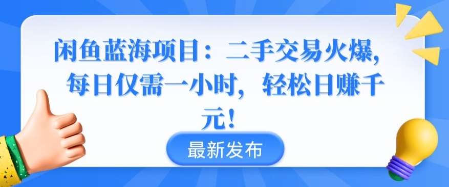 闲鱼蓝海项目：二手交易火爆，每日仅需一小时，轻松日赚千元【揭秘】-金云网创--一切美好高质量资源，尽在金云网创！