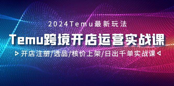 （9208期）2024Temu跨境开店运营实战课，开店注册/选品/核价上架/日出千单实战课-金云网创--一切美好高质量资源，尽在金云网创！