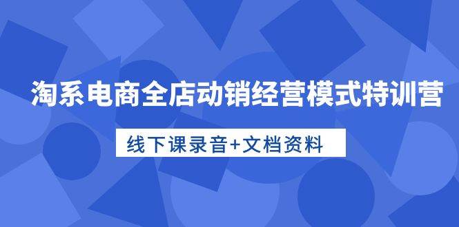 （10192期）淘系电商全店动销经营模式特训营，线下课录音+文档资料-金云网创--一切美好高质量资源，尽在金云网创！