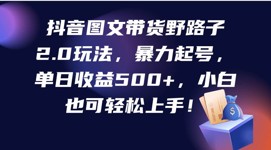 （9790期）抖音图文带货野路子2.0玩法，暴力起号，单日收益500+，小白也可轻松上手！-金云网创--一切美好高质量资源，尽在金云网创！