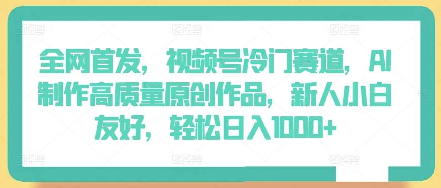 全网首发，视频号冷门赛道，AI制作高质量原创作品，新人小白友好，轻松日入1000+【揭秘】-金云网创--一切美好高质量资源，尽在金云网创！