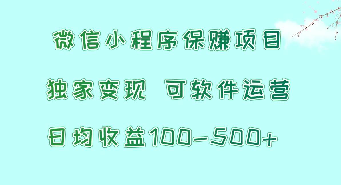 微信小程序保赚项目，日均收益100~500+，独家变现，可软件运营-金云网创--一切美好高质量资源，尽在金云网创！