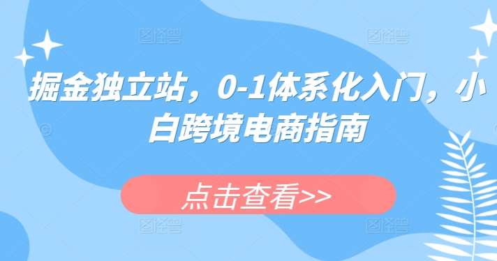 掘金独立站，0-1体系化入门，小白跨境电商指南-金云网创--一切美好高质量资源，尽在金云网创！