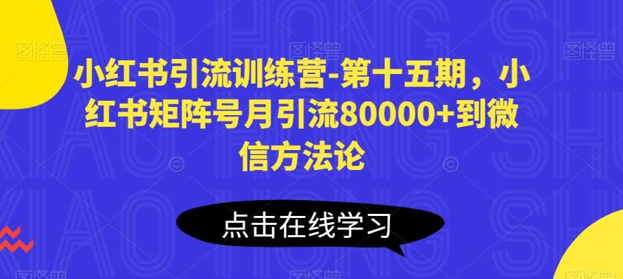 小红书引流训练营-第十五期，小红书矩阵号月引流80000+到微信方法论-金云网创--一切美好高质量资源，尽在金云网创！