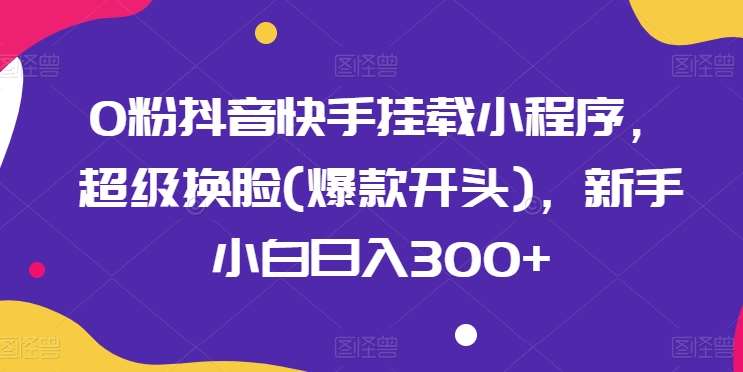 0粉抖音快手挂载小程序，超级换脸(爆款开头)，新手小白日入300+【揭秘】-金云网创--一切美好高质量资源，尽在金云网创！