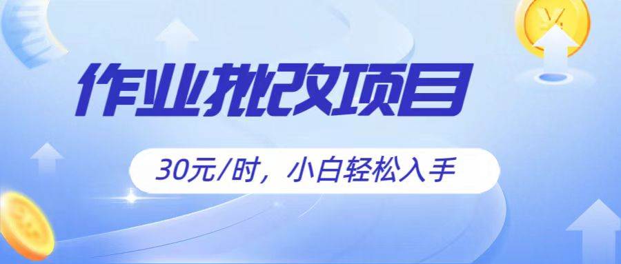 作业批改项目30元/时，简单小白轻松入手，非常适合兼职-金云网创--一切美好高质量资源，尽在金云网创！