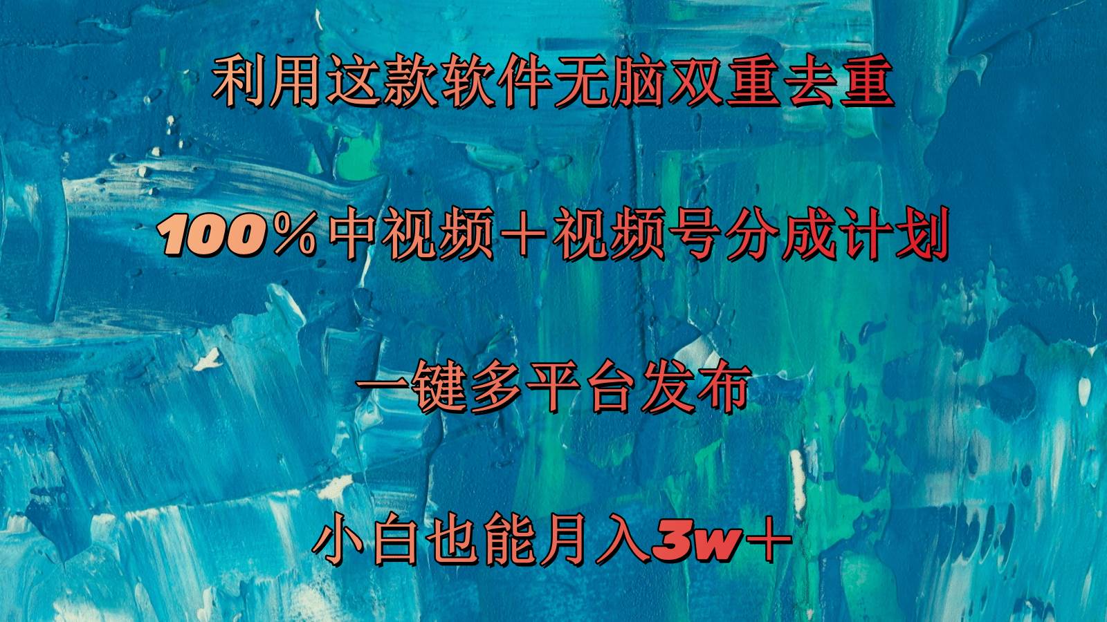 （11710期）利用这款软件无脑双重去重 100％中视频＋视频号分成计划 小白也能月入3w＋-金云网创--一切美好高质量资源，尽在金云网创！