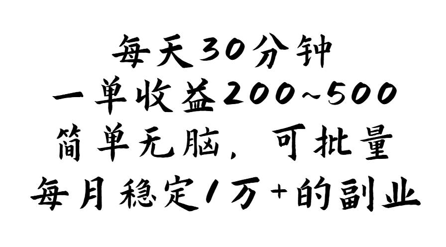 （11764期）每天30分钟，一单收益200~500，简单无脑，可批量放大，每月稳定1万+的…-金云网创--一切美好高质量资源，尽在金云网创！