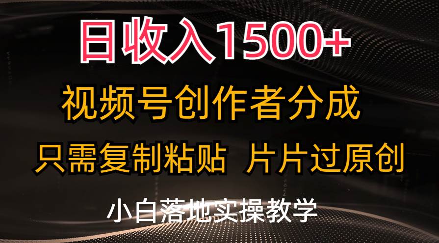 （11339期）日收入1500+，视频号创作者分成，只需复制粘贴，片片过原创，小白也可…-金云网创--一切美好高质量资源，尽在金云网创！