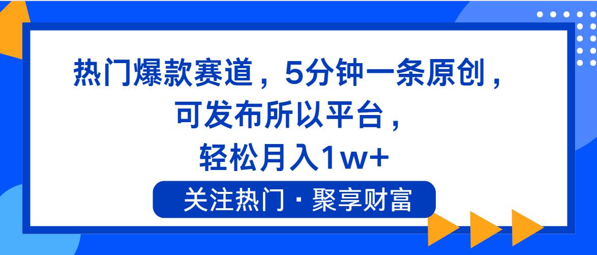 （11810期）热门爆款赛道，5分钟一条原创，可发布所以平台， 轻松月入1w+-金云网创--一切美好高质量资源，尽在金云网创！