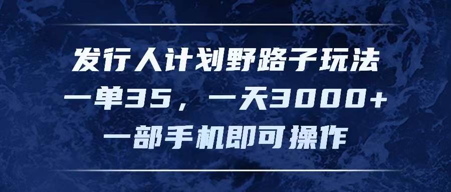 （11750期）发行人计划野路子玩法，一单35，一天3000+，一部手机即可操作-金云网创--一切美好高质量资源，尽在金云网创！