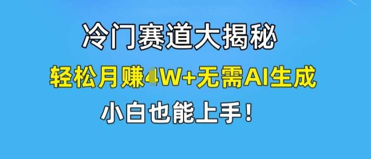 冷门赛道大揭秘，轻松月赚1W+无需AI生成，小白也能上手【揭秘】-金云网创--一切美好高质量资源，尽在金云网创！