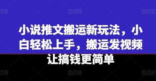 小说推文搬运新玩法，小白轻松上手，搬运发视频让搞钱更简单-金云网创--一切美好高质量资源，尽在金云网创！