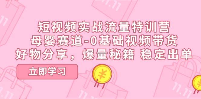 短视频实战流量特训营，母婴赛道-0基础带货，好物分享，爆量秘籍 稳定出单-金云网创--一切美好高质量资源，尽在金云网创！