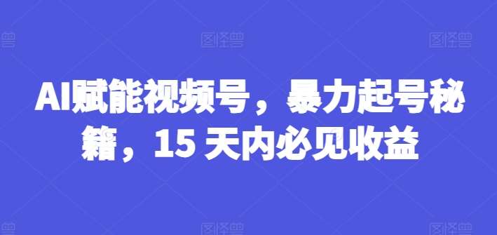 AI赋能视频号，暴力起号秘籍，15 天内必见收益【揭秘】-金云网创--一切美好高质量资源，尽在金云网创！