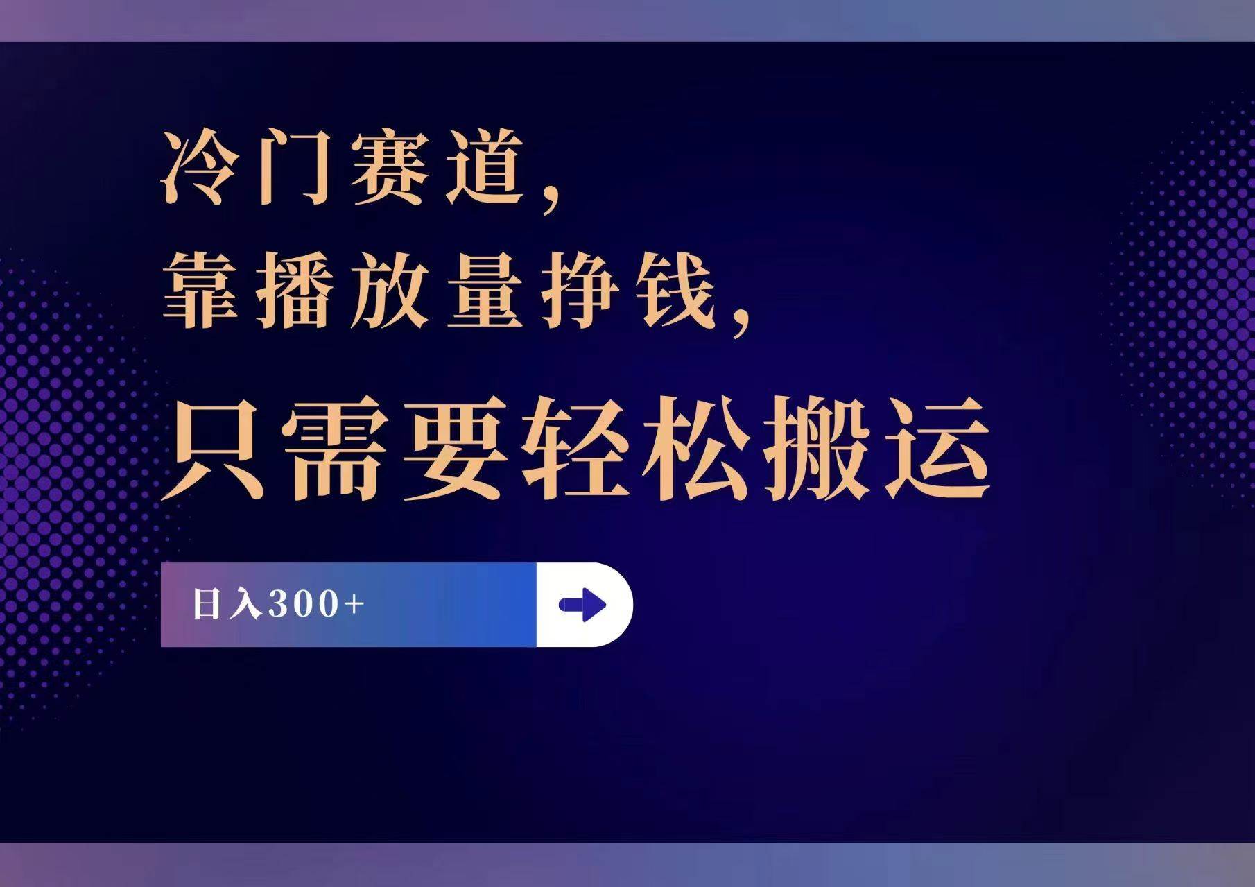 （11965期）冷门赛道，靠播放量挣钱，只需要轻松搬运，日赚300+-金云网创--一切美好高质量资源，尽在金云网创！