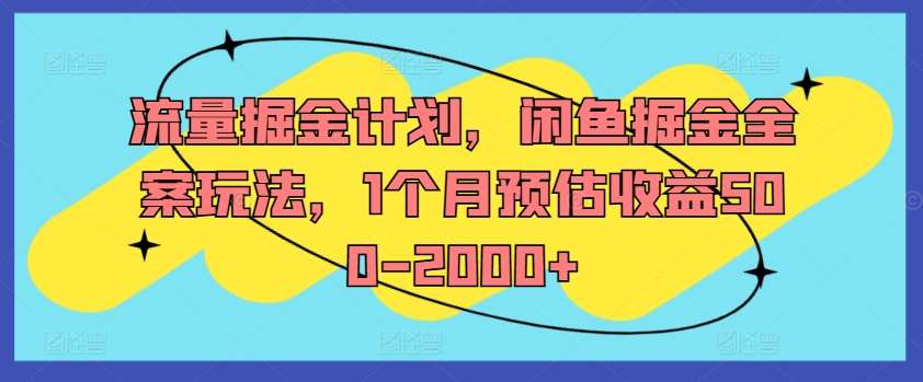 流量掘金计划，闲鱼掘金全案玩法，1个月预估收益500-2000+-金云网创--一切美好高质量资源，尽在金云网创！