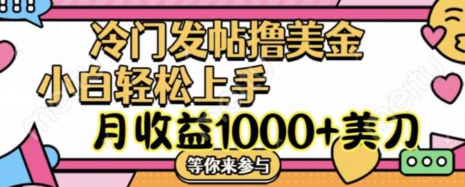 冷门发帖撸美金项目，月收益1000+美金，简单无脑，干就完了【揭秘】-金云网创--一切美好高质量资源，尽在金云网创！