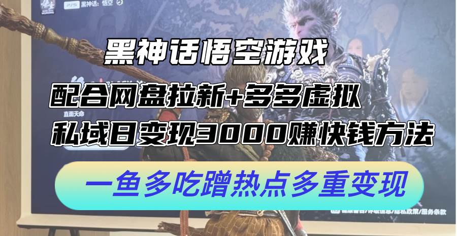 （12316期）黑神话悟空游戏配合网盘拉新+多多虚拟+私域日变现3000+赚快钱方法。…-金云网创--一切美好高质量资源，尽在金云网创！