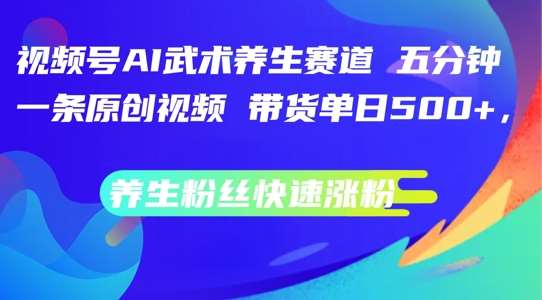 视频号AI武术养生赛道，五分钟一条原创视频，带货单日几张，养生粉丝快速涨粉【揭秘】-金云网创--一切美好高质量资源，尽在金云网创！