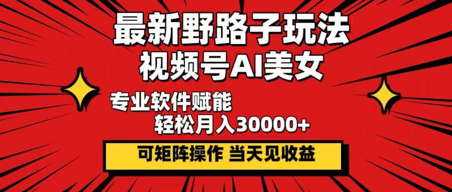 （12798期）最新野路子玩法，视频号AI美女，当天见收益，轻松月入30000＋-金云网创--一切美好高质量资源，尽在金云网创！