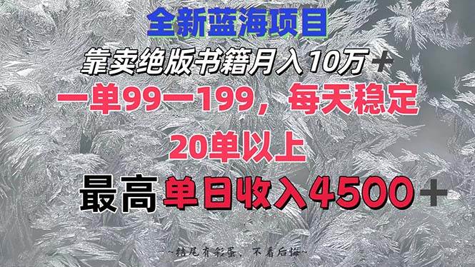 （12512期）靠卖绝版书籍月入10W+,一单99-199，一天平均20单以上，最高收益日入4500+-金云网创--一切美好高质量资源，尽在金云网创！