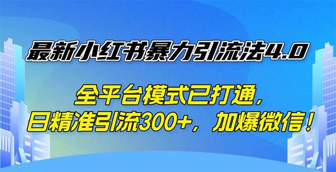 （12505期）最新小红书暴力引流法4.0， 全平台模式已打通，日精准引流300+，加爆微…-金云网创--一切美好高质量资源，尽在金云网创！