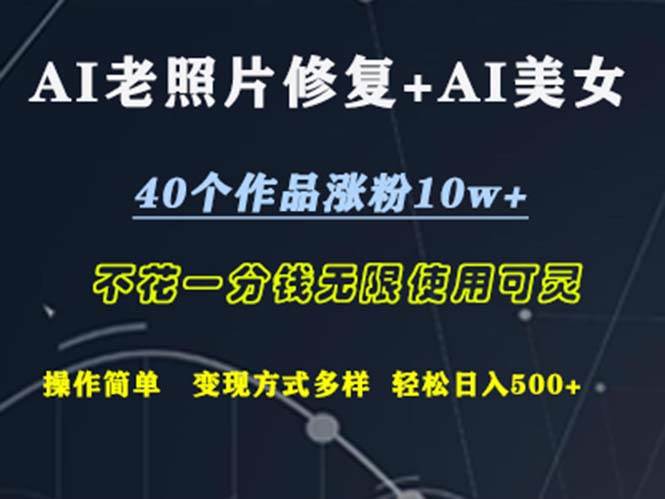 （12489期）AI老照片修复+AI美女玩发  40个作品涨粉10w+  不花一分钱使用可灵  操…-金云网创--一切美好高质量资源，尽在金云网创！