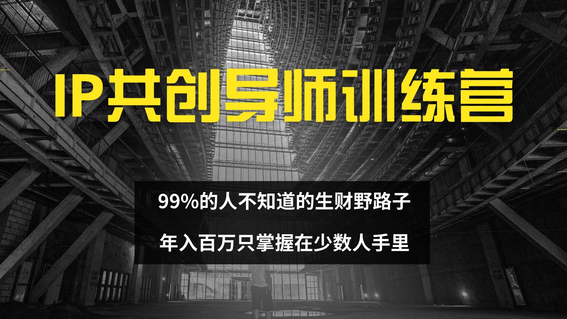 （12504期）IP共创导师训练营 99%的人不知道的生财野路子 只掌握在少数人手里-金云网创--一切美好高质量资源，尽在金云网创！